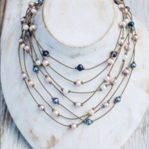 Tula Blue rose gold choker necklace